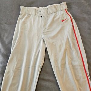 Nike Men Baseball Pants Grey Red Stripe full length Size‎ mens L